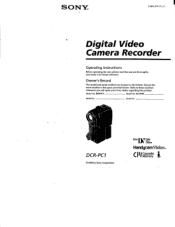 Sony DCR-PC1 Operating Instructions