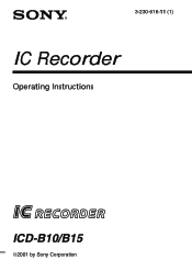Sony ICD-B15 Operating Instructions