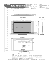 Sony KDL-32XBR950 Dimensions Diagram