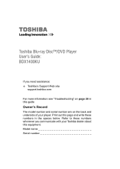 Toshiba BDX1400KU User Guide
