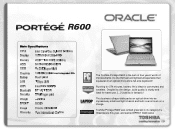 Toshiba Portege R600-OracleNW OraclespecsheetR600.pdf