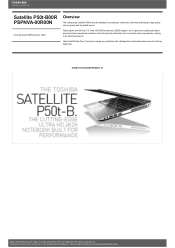 Toshiba Satellite P50 PSPNVA-00R00N Detailed Specs for Satellite P50 PSPNVA-00R00N AU/NZ; English