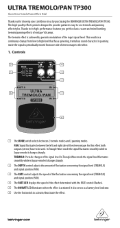 Behringer ULTRA TREMOLO/PAN TP300 Manual