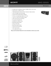 Sony MHC-GX555 Marketing Specifications
