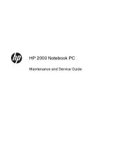 HP 2000z-300 HP 2000 Notebook PC - Maintenance and Service Guide