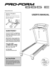 ProForm 665 E Treadmill English Manual