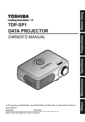 Toshiba TDP-SP1 Mobile Projector TDP-SP1U Owner's Manual
