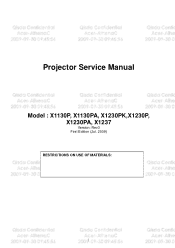 Acer X1130P Acer X1130P, X1230PK, X1230P, and X1237 Projector Series Service Guide