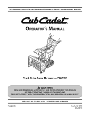 Cub Cadet 728 TDE 728 TDE Operator's Manual