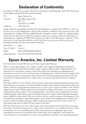 Epson PowerLite 425W Warranty Statement