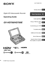 Sony GVHD700E Operating Guide