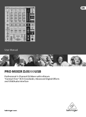 Behringer PRO MIXER DJX900USB Manual