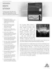 Behringer UFX1604 Product Information Document