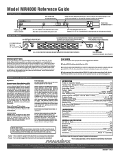 Panamax MR4000 Reference Guide