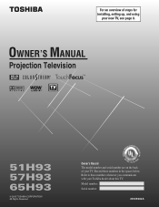Toshiba 65H93 Owners Manual