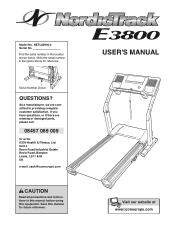 NordicTrack E 3800 Treadmill Uk Manual