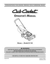 Cub Cadet SC 100 SC 100 Operator's Manual