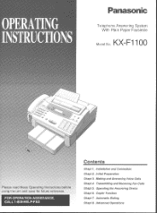 Panasonic KXF1100 KXF1100 User Guide