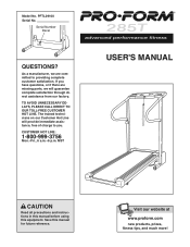 ProForm 285t Treadmill English Manual
