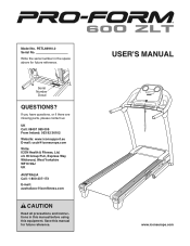 ProForm 600 Zlt Treadmill Uk Manual