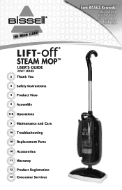 Bissell Lift-Off® Steam Mop Hard Surface Cleaner 39W78 Lift-Off® Steam Mop™ User's Guide