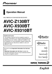 Pioneer AVIC-X930BT Owner's Manual