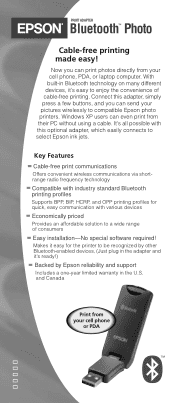 Epson Stylus Photo R300M Product Brochure - Bluetooth Photo Print Adapter