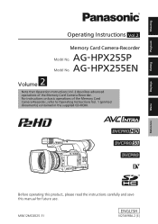 Panasonic 3-MOS P2 Hand-held Camcorder Advanced Operating Instructions