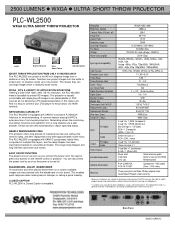 Sanyo PLC-WL2500 Print Specs