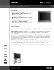Sony KD-32XS945 Marketing Specifications