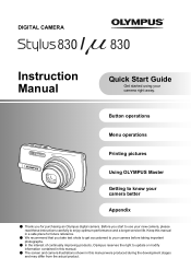 Olympus Stylus 830 Stylus 830 Instruction Manual (English)