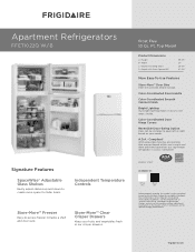 Frigidaire FFET1022QW Product Specifications Sheet