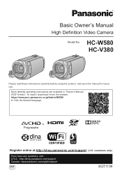 Panasonic HC-W580 Basic Operating Manual