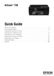 Epson Artisan 730 Quick Guide