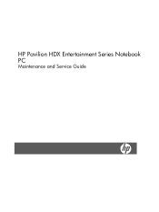 HP Pavilion HDX9226TX HP Pavilion HDX Entertainmet Series Notebook PC - Maintenance and Service Guide