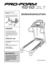 ProForm 1010 Zlt Treadmill German Manual