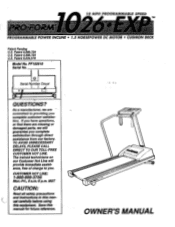 ProForm 1026 Exp Treadmill Owners Manual