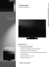 Toshiba 40RV525R Printable Spec Sheet