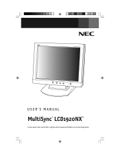 NEC LCD1920NX BK MultiSync LCD1920NX User's Manual