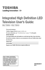 Toshiba 65L7350U User's Guide for Model Series L7350U TV