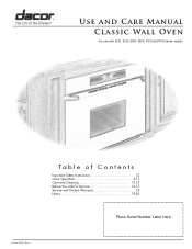 Dacor MCS130 User Manual - Classic Wall Oven