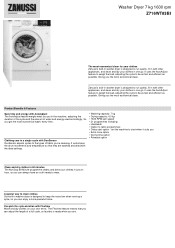 Zanussi Z716WT83BI Specification Sheet