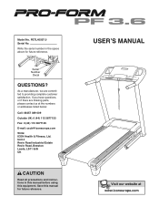 ProForm 3.6 Treadmill Uk Manual