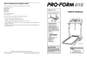 ProForm 615 Treadmill User Manual