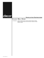 Dacor MCS130 Installation Instruction - Classic Wall Oven