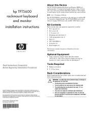 HP 5600 TFT5600 Rackmount Keyboard and Monitor (RKM) Installation Instructions