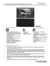 Toshiba 57H94 Printable Spec Sheet