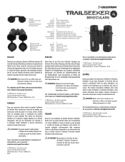 Celestron TrailSeeker ED 8x42mm Roof Binoculars TrailSeeker Binoculars Quick Setup Guide