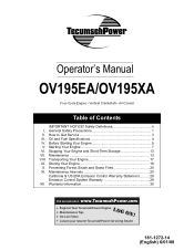 Tecumseh Products OV195XA Operator Manual
