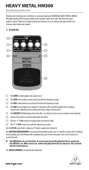 Behringer HEAVY METAL HM300 Manual